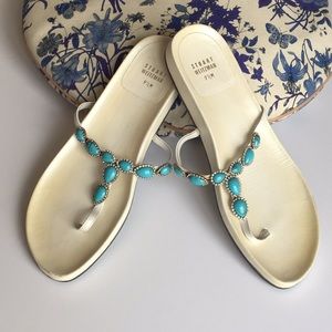 Stuart Weitzman Turquoise and rhinestone sandals